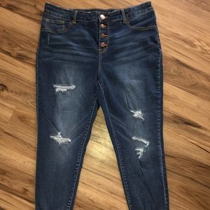 Maurice’s high waisted distressed jeggins, Plus